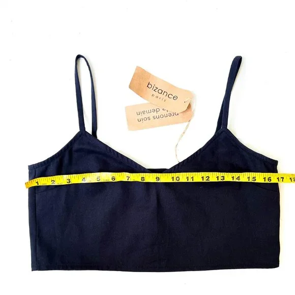 NWT bizance paris organic cotton crop top w/back button detail M - Picture 5 of 8